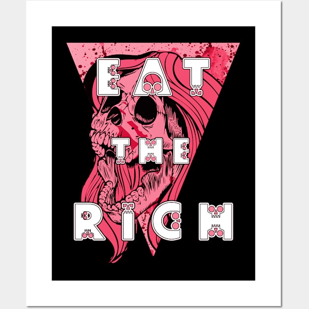 Eat the Rich Zombie Skull Pink and Red Wall Art by Glass Table Designs